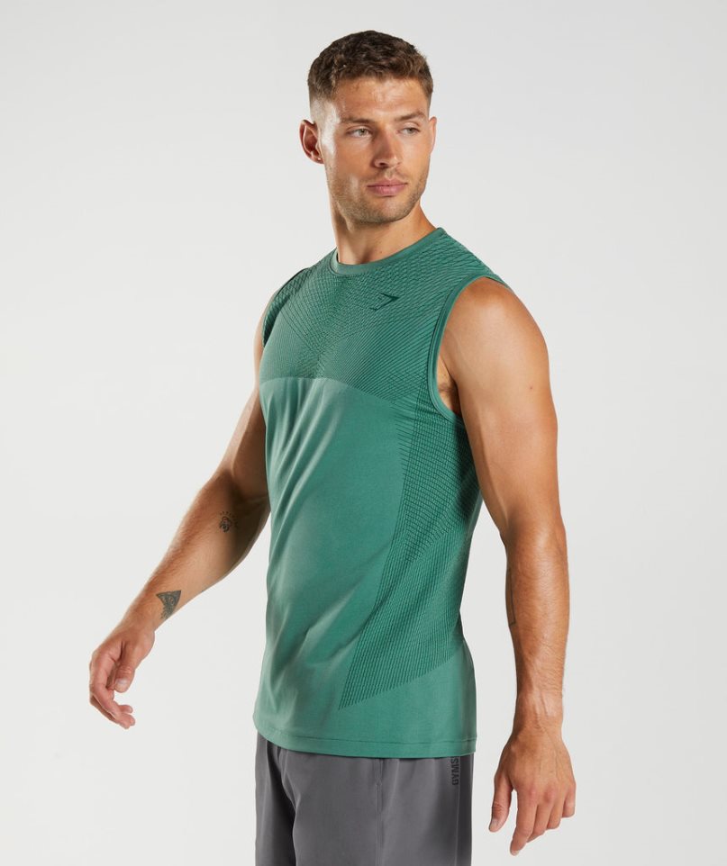 Men's Gymshark Apex Seamless Tanks Green | CA N13867